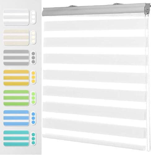 Klemmfix Verdunkelungsrollo 115 x 150 cm Höhe Stufenlos Verstellbar Rollo Seitenzugrollo Klemmrollo mit Bohren für Fenster & Tür, Weiß