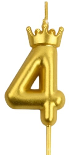 Wisebom Candele Compleanno Numero, 1Pcs Corona Candele Numeri Oro Candeline Compleanno Dorata, 3D Candele Numerate di Torte Candela per Feste di Anniversario Decorazione