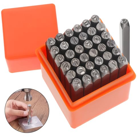 Habwea 37pcs Letter Stamps Punch Set Metal Stamping Kit, A-Z & 0-9 & Heart Shape Punch for DIY Carving Embossing on Metal Wood Leather 3mm