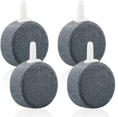 Luckious 4 Pcs Aquarium Air Stone Disc Bubbler - 4 Cm Round Oxygen Diffuser for Nano Air Pumps, Fish Tanks, Buckets, Small Ponds, and DWC Reservoirs