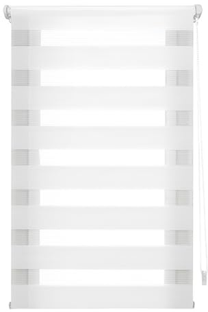 INTERBLIND Store Jour et Nuit EasyFix à Installation sans Outils - Dimensions 37 x 180 cm - sans perçage - Tissu 34 x 175 cm - Blanc