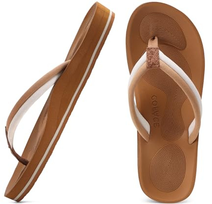 COFACE Damen Zehentrenner Sommer Flip Flops Frauen Bequem Mode Plateau Pantoffeln Sandalen Bade Strand Sport Zehentrenner rutschfest Gummifu ßbett EU40 Khaki