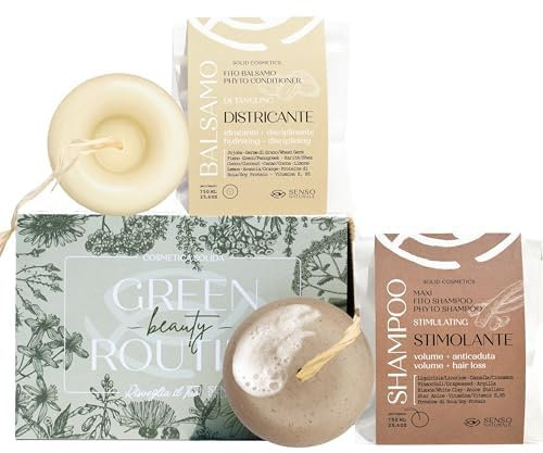 Senso Naturale Kit Capelli Forti Shampoo + Balsamo Solido Anticaduta per Capelli Fragili, Volumizzante e Ristrutturante, 100% Naturale, Ecologico e Vegano