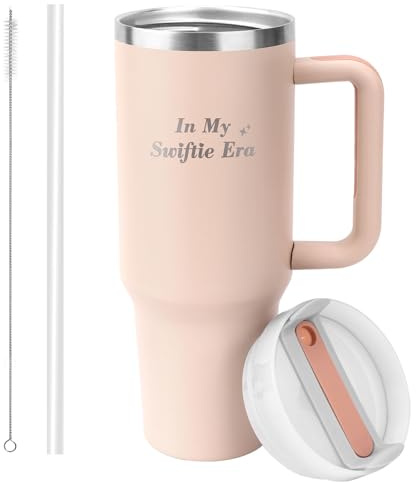 WALLFID 40oz Thermobecher Vakuumisoliert aus Edelstahl mit Henkel,mit Strohhalm und Reinigungsbürste,Geschenk für Frauen von Musikliebhabern und Fans,Autobecher mit großem Fassungsvermögen(Swiffite)