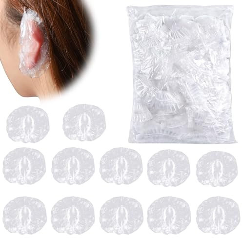 100 Pezzi Monouso Paraorecchie,paraorecchie impermeabili,paraorecchie Doccia impermeabili,Protettive Impermeabili Copertura Dell'Orecchio con Elastici,adatti per doccia,lavaggio capelli,spa hotel