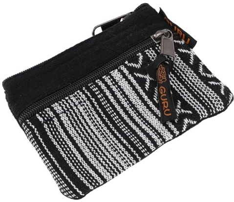 GURU SHOP Ethno Portemonnaie, Geldbeutel - Schwarz/weiß, Unisex - Erwachsene, Baumwolle, 9x11x1 cm