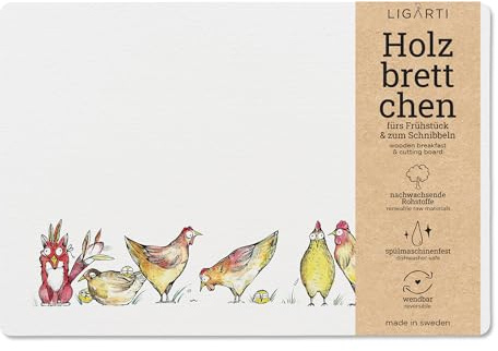 Ligarti® Frühstücksbrettchen aus Holz | Nachhaltiges Frühstücksbrett 22x15 cm, ideal für köstliche Frühstücksmomente | Hergestellt in Schweden, spülmaschinenfest