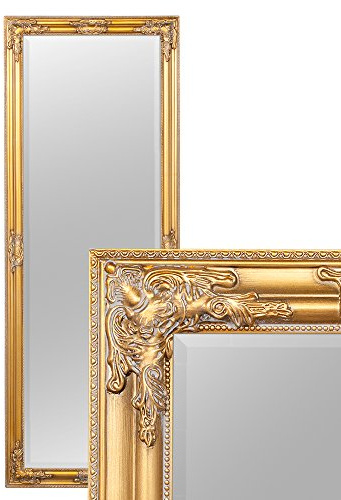 Eleganter Wandspiegel BESSA antik-Gold 180x60cm Barock Flurspiegel Badspiegel Spiegel Holzrahmen