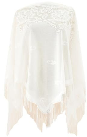 GANYKQ Dreieckstuch aus Spitze für heiße Dreieckstücher mit Blumenmuster für Damen, Mutter, Hochzeit, Party, sonnenfestes Zubehör, Weiss/opulenter Garten, Wie Beschrieben