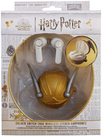 WONDEE Harry Potter Regali, Cuffie Wireless Bluetooth con Custodia Boccino d'Oro Harry Potter, Auricolari Bluetoth con Assistente Google e Controllo Touch - Regalo Harry Potter