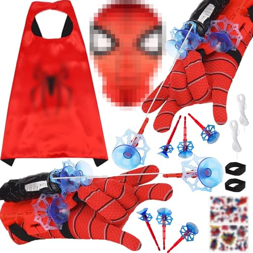 STFYUG Set Di 2 Launcher Glove, Guanti Spiderm Bambino, Spiderm Launcher Guanto Mit Masque Spiderm, Spiderm Giocattolo Giochi Spiderm per 3 Anni e Oltre Bambini Per Partecipare Al Gioco di Ruolo