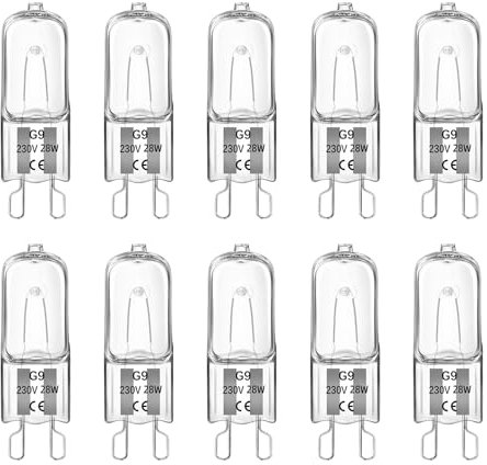 Liuyife 12 Stück G9 28W Halogen Leuchtmittel Dimmbar, Warmweiß 2700K 370LM Halogenlampen 230V, G9 Kapsel Glühbirnen für Backofenlampe, Mikrowellen, Deckenleuchte, Leuchter