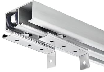 Heavy Duty Sliding Door Hardware Kit for Double Doors,Pocket Barn Door Track program,Box Rail Roller Kit for Closet,Cabinet,Pergola,Interior Sliding Doors(300cm)