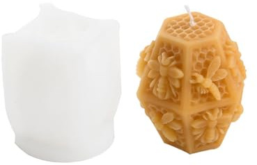 Xidmold Kerzen Silikonform Biene Honigwabe, Bienenwabenform Kerzenform, Biene Kerzengießform, Silikonform für Bienenenwachskerzen, Sojawachs Kerzen, Gips, Epoxidharz, Handwerk (A)
