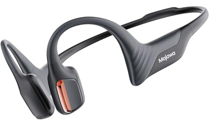 mojawa Purra Run Bone Conduction sporthörlurar, Bluetooth-hörlurar med öppen öra, IP67 vattentäta, djup bas, röstkontroll, säker passform för löpning, cykling och träning (svart)