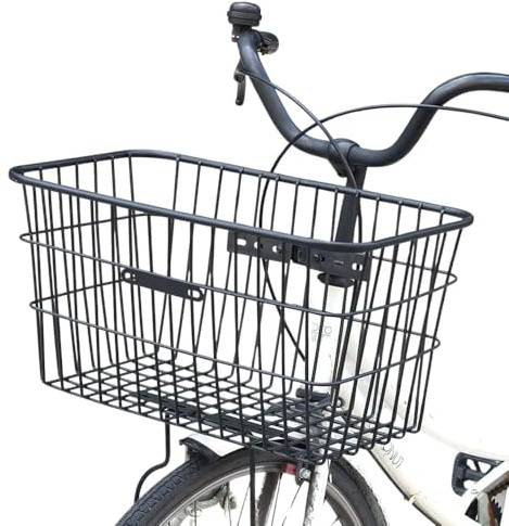 Japard Extra breiter 50,8 cm Fahrradkorb vorne für ausgewachsene Fahrräder Hunde, Lenker, groß, Metall, strapazierfähig, 25,4 cm tief, groß, E-Bike, Hardware nicht im Lieferumfang enthalten, Schwarz