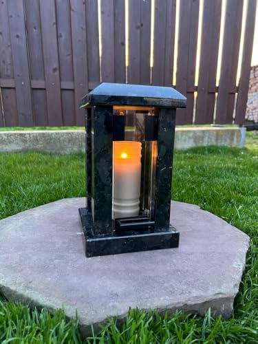 ‌Stone Memorial Lantern - Grave & Cemetery Candle Holder‌