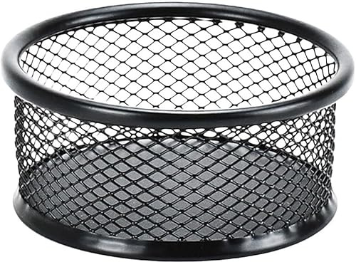 Wpppan 1Pc Black Metal Paper Clip Holder Mesh Paperclip Bowl Binder Clip Dispenser Desk Bobby Pin Container Organizer for Home Office Classroom School Desk Supplies Holders Dispensers