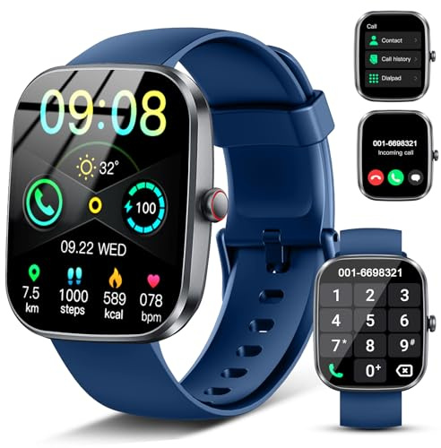 Smartwatch Damen Herren, 1.91'' Zoll HD Smart Watch mit Bluetooth Anrufe, Fitness Tracker Schrittzähler mit 110+ Sportmodi, Schlafmonitor SpO2 Herzfrequenz, IP68 Wasserdicht Fitnessuhr für Android iOS