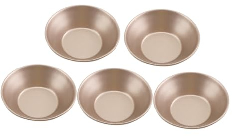 KALLORY 5pcs round Thickened Egg Tart Mold Carbon Steel Nonstick Baking