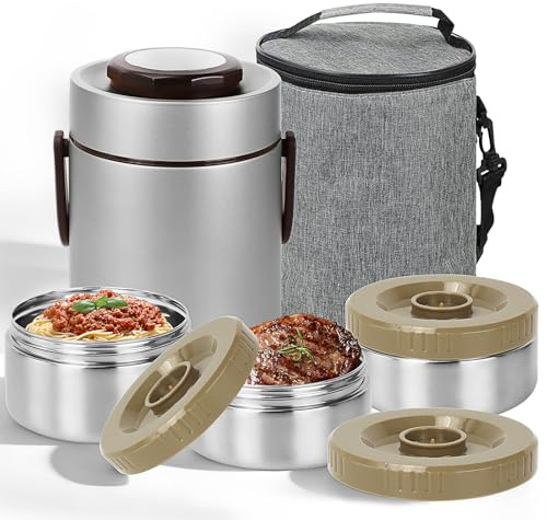 2 L Insulated Food Flask for Hot Food, Stainless Steel Vacuum Lunch Box