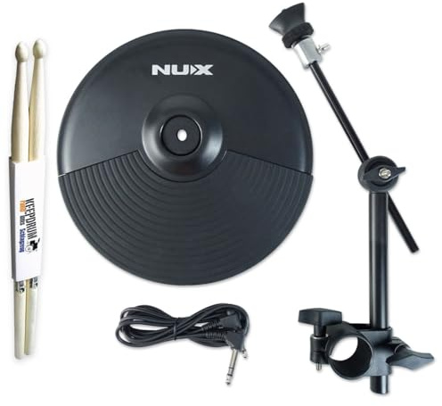 Nux DM210 - Juego de platillos para batería eléctrica (10 pulgadas, con soporte y baquetas keepdrum)