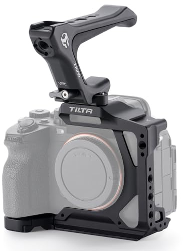 Tilta Gabbia A7 V, gabbia per metà fotocamera compatibile con Sony Alpha 7 V/A7 IV/A7R V Kit leggero con impugnatura superiore NATO, filettature da 1/4-20 e ricevitore cold shoe - Nero TA-T100-A-B