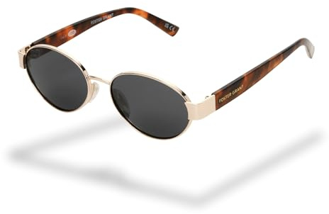 Foster Grant ovala trend-damsolglasögon – sköldpadds metallmontyr med gröna glas, reptåliga & stöttåliga, UV400-skydd för en modern look
