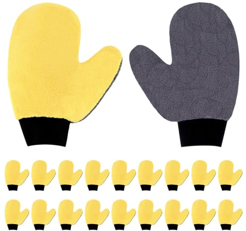 INTERWARM 20 de Peinture pour Le Nettoyage Gants de Peinture en Microfibre Douce Éponge Gants en Microfibre Éponge Réutilisables en Polaire Corail Gant de Lavage de Voiture Applicateur de Teinture