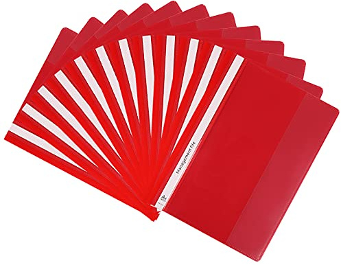 GUOKOFF A4 Schnellhefter (Rot, 12 Stück), A4 Sichthefter, Präsentations-Schnellhefter, Schnellhefter A4 lares Deckblatt, Berichtsmappen, Plastik-Schnellhefter mit Beschriftungsstreifen Hefter
