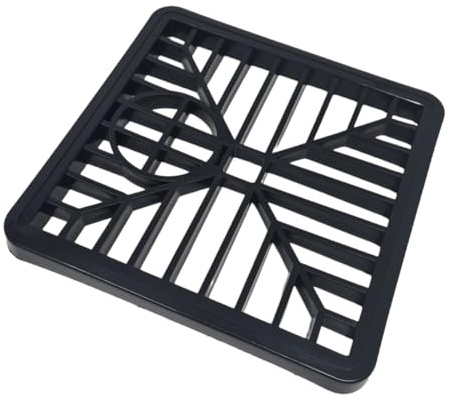 fiXte® Square Gulley Grid Drain Cover Grate Lid Heavy Duty PVC for drain hoppers 150mm x 150mm (6” x 6”) Black (1)