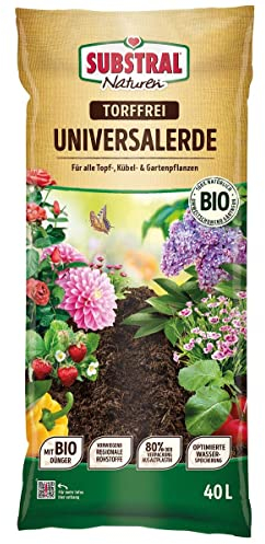 Substral Naturen Universalerde Bio & torffrei 40l, für Zimmer-, Balkon und Kübelpflanzen, in Beeten und Rabatten