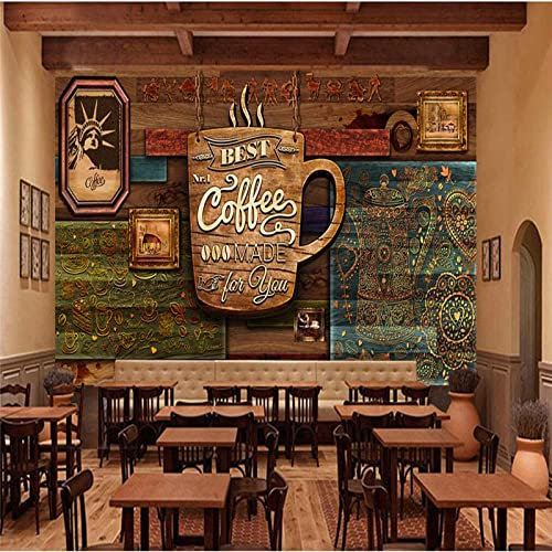 Personnaliser HD Peint À La Main Senior Rétro Café Papier Peint Restaurant Personnalisé Grande Murale Vert Papier Peint Papel De Parede Para Quarto * 350cmx256cm(137.8x100.8inch)
