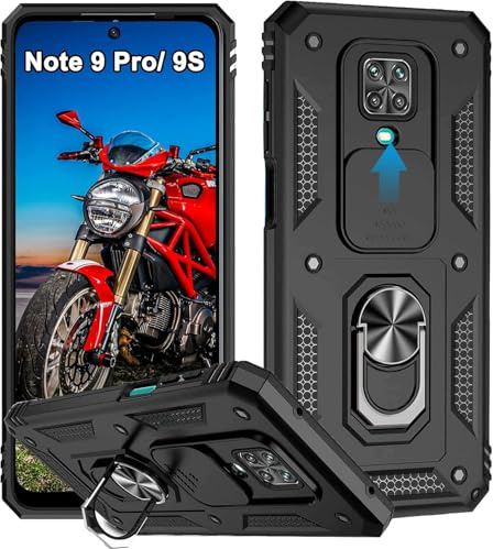 WeiCase Funda para Xiaomi Redmi Note 9 Pro / 9S, Tapa Deslizante para La Cámara, Armadura Carcasa con 360° Magnético Anillo Soporte Silicona Antigolpes Protectora Carcasa para Redmi Note 9 Pro / 9S