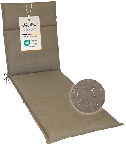 Herlag Liegenauflage Bea 190x60x4,5cm | Wasserabweisende Rollliegen-Auflage mit Fleckschutz | Bequemes Polster für Sonnenliegen | Pflegeleichte Easy-Line | Öko Tex 100 | Taupe