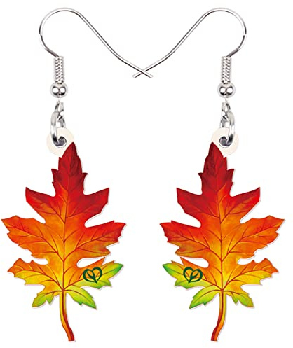 BAMAY Acryl Ahornblatt Ohrringe Baumeln Schmuck Herbst Ohrringe für Frauen Mädchen Charms Herbstblatt Girlande Geschenke (Orange)