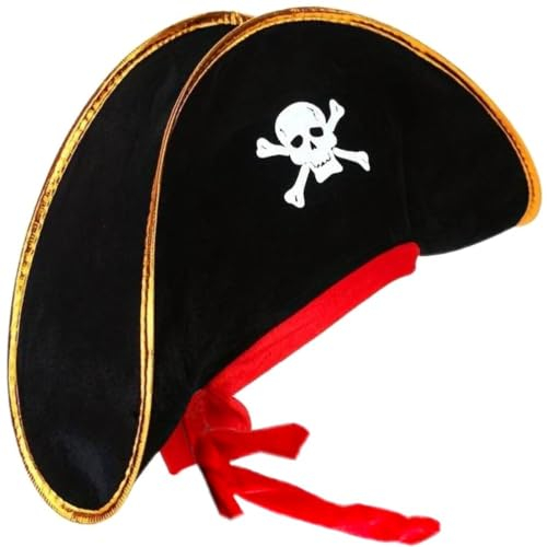 Hatstar Kinder Piratenhut | mit roter Schleife Totenkopf | Accessoire für das Kostüm zum Pirat | für Kinder, Jungen & Mädchen | zu Karneval & Fasching