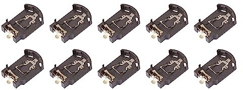 QUARKZMAN 3V CR-2032 Plastique Boîtier Monnaie Cellule Bouton Batterie Support x 10pcs Étui Rangement Boîtes Housse Prise Container, [Noir]