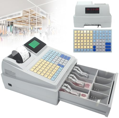 RCBDBSM 81 Tasten POS-System Registrierkasse Display Gewerbliche Registrierkasse mit Bondrucker, Kassenschale und Thermodrucker, für Kleinunternehmer Handel und Gastronomie
