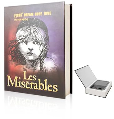 Real Paper Transfer Book Safe, Combination Lock,Hollow with Secret Hidden Compartment (Les Miserables-Combination)