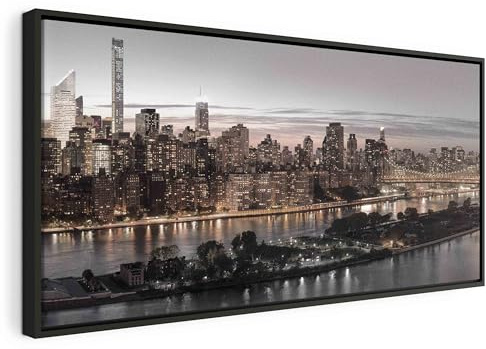 murando - Wandbilder XXL mit Rahmen New York 120x60 cm Wandbilder groß Leinwandbild XXL schwarzer Holzrahmen modern Wanddekoration Kunstdruck Wanddeko Wohnzimmer Schlafzimmer c-B-0165-b-d
