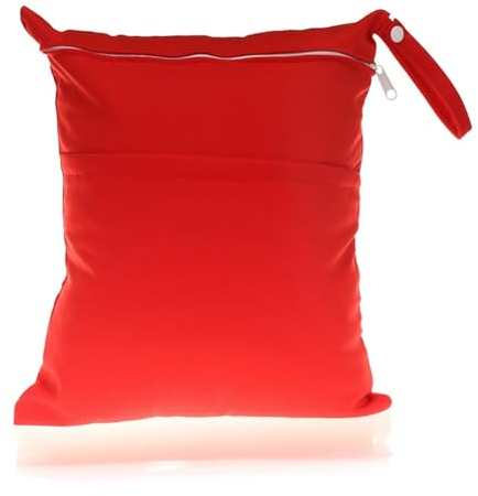 Hrlace Windeltaschen Stoffwindeln Nasstaschen Wet Dry Cloth Windeltasche wasserdichte Wetbag mit Doppeltem Reißverschluss Multifunktionale Wetbag Organiser Beutel für Baby Schwimmen Gym Rot