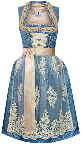 Alpenmärchen Midi Dirndl aus Exklusiver Kollektion inkl. Spitzenschürze Gr.32-54 - ALM993