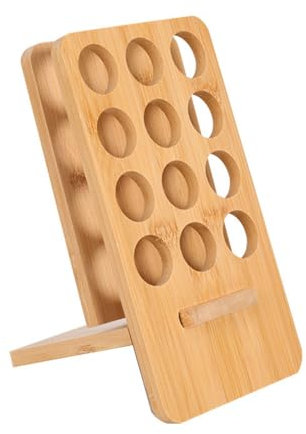 HAN SHENG Aufbewahrungsregal für ätherische Öle aus Holz, 12 Fächer, Organizer für ätherische Öle, Flaschen, Präsentationsständer, Kosmetik-Organizer, Nagellackbehälter