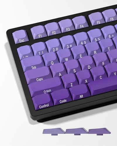 OHY Purple Low Profile Side Printed Keycaps - 127 Keys Gradient for Cherry Gateron MX Switches Mechanical Keyboard