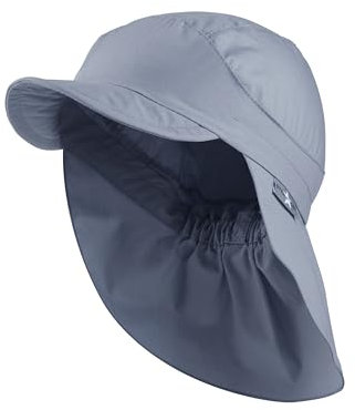 Sterntaler Unisex skärmmössa med nackskydd av bomull solhatt, Gråblå, 55