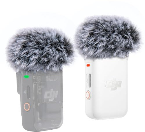SUNMON for DJI Mic 2 Windmuff - 2PC Grey Microphone Furry Cover Outdoor Pop Filter Noise Reduction, Mic Covers Furry Windscreen for DJI Mic 2/ DJI Osmo Pocket 3
