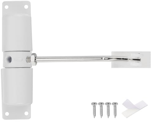 QUARKZMAN Chiudiporta a Molla 128 Mm/5,04, Chiudiporta Automatici Lega Alluminio Velocità Chiusura Regolabile per Porte a Chiusura Automatica 20-40 Kg, Bianco
