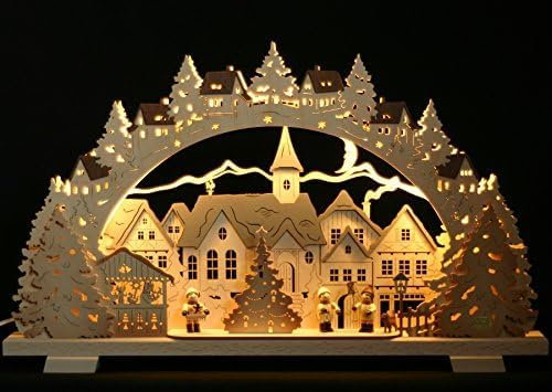 LED 3D Schwibbogen 53cm Adventszeit mit Winterkinder in der Altstadt - Feine Handwerkskunst aus dem Erzgebirge