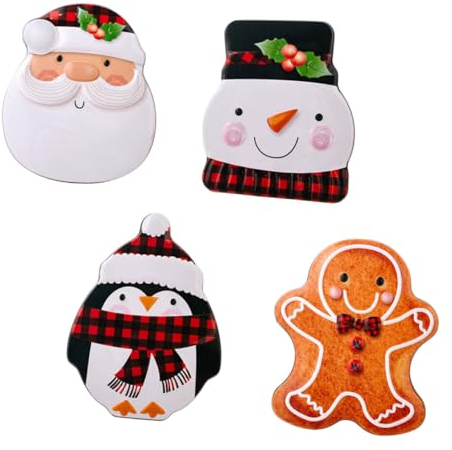 Ciieeo 4pcs Christmas Candy Tinplate Box Cartoon Snowman Gingerbread Man Design Cookie Christmas Cookie for Candy Box Biscuit